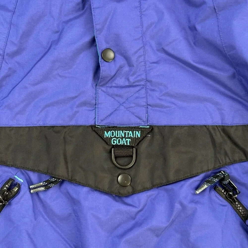 Vintage Mountain Goat Pullover Ski Jacket Men Large 90s Blue Retro Snowboard